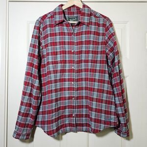 Woolrich Heirloom Red Multi Plaid Button Down Flannel Shirt Women's Size Medium